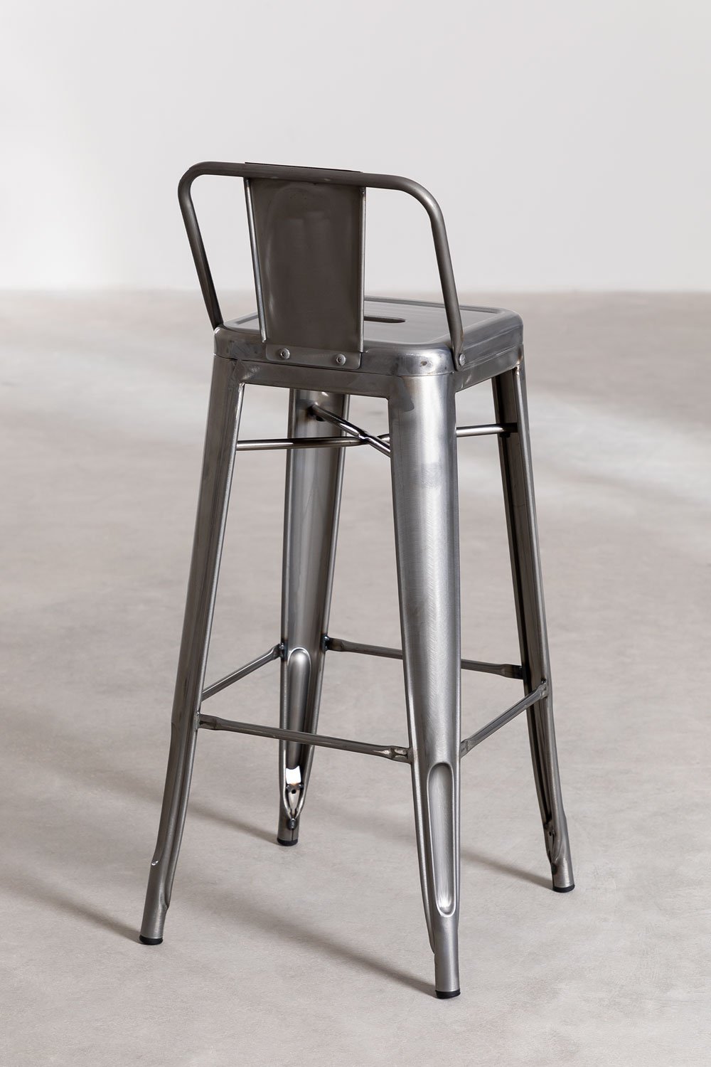 Pack de 4 taburetes altos 75 cm con respaldo en acero gris cromado Lix, imagen de galer&iacute;a 5