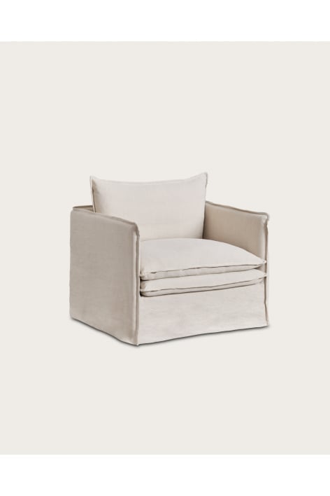 Sillón con reposabrazos en lino y algodón Grace