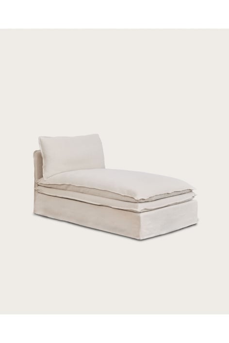 Módulo chaise longue para sofá modular en lino y algodón Grace