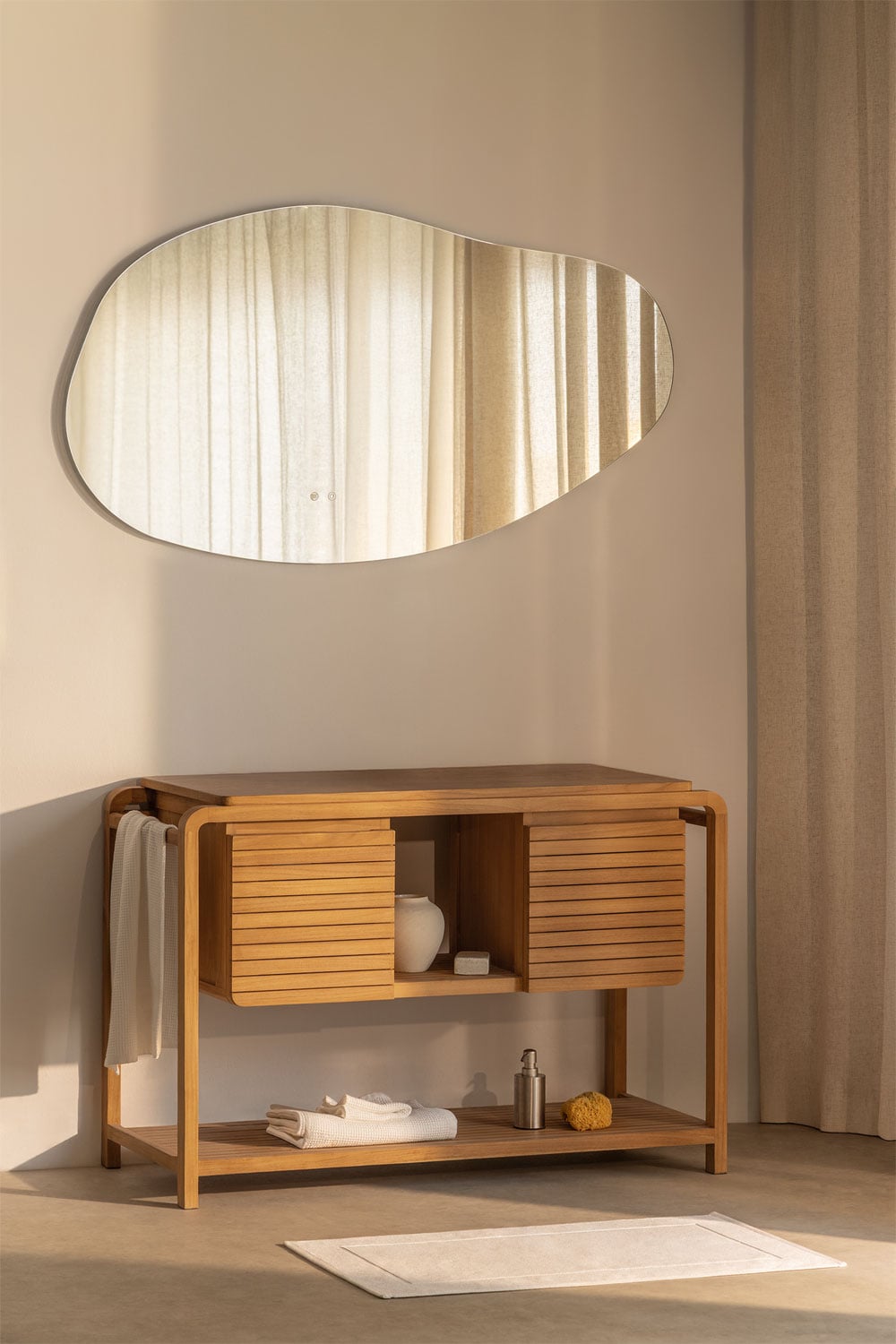 Conjunto de mueble de baño en madera de teca Bradley, imagen de galer&iacute;a 1