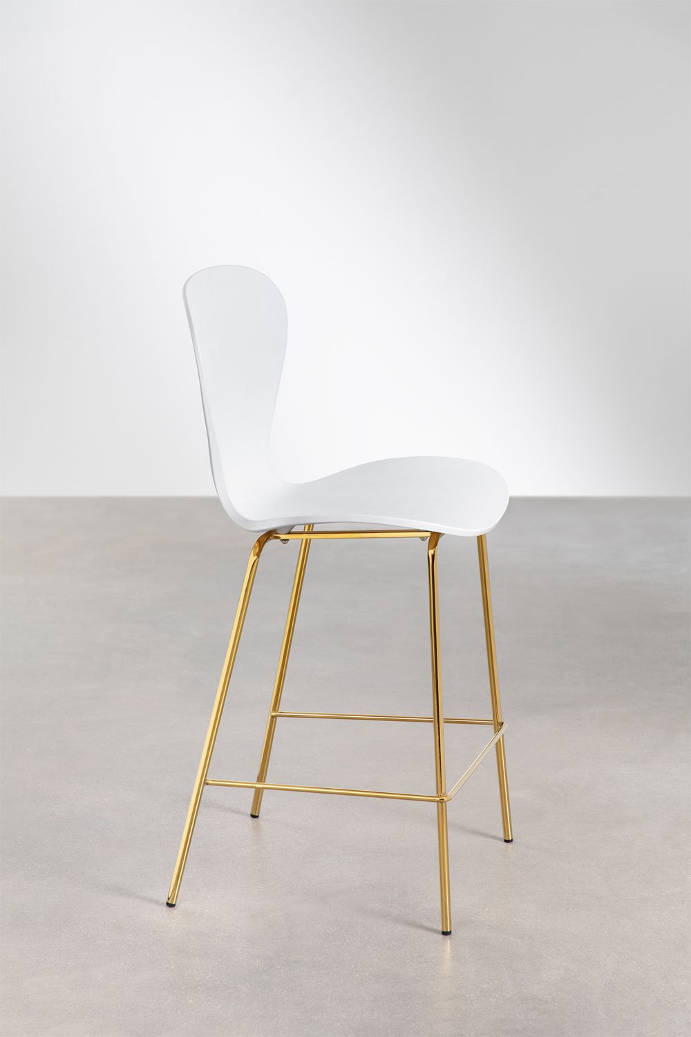Taburete alto 65 cm blanco y patas en hierro dorado Uit, imagen de galería 2