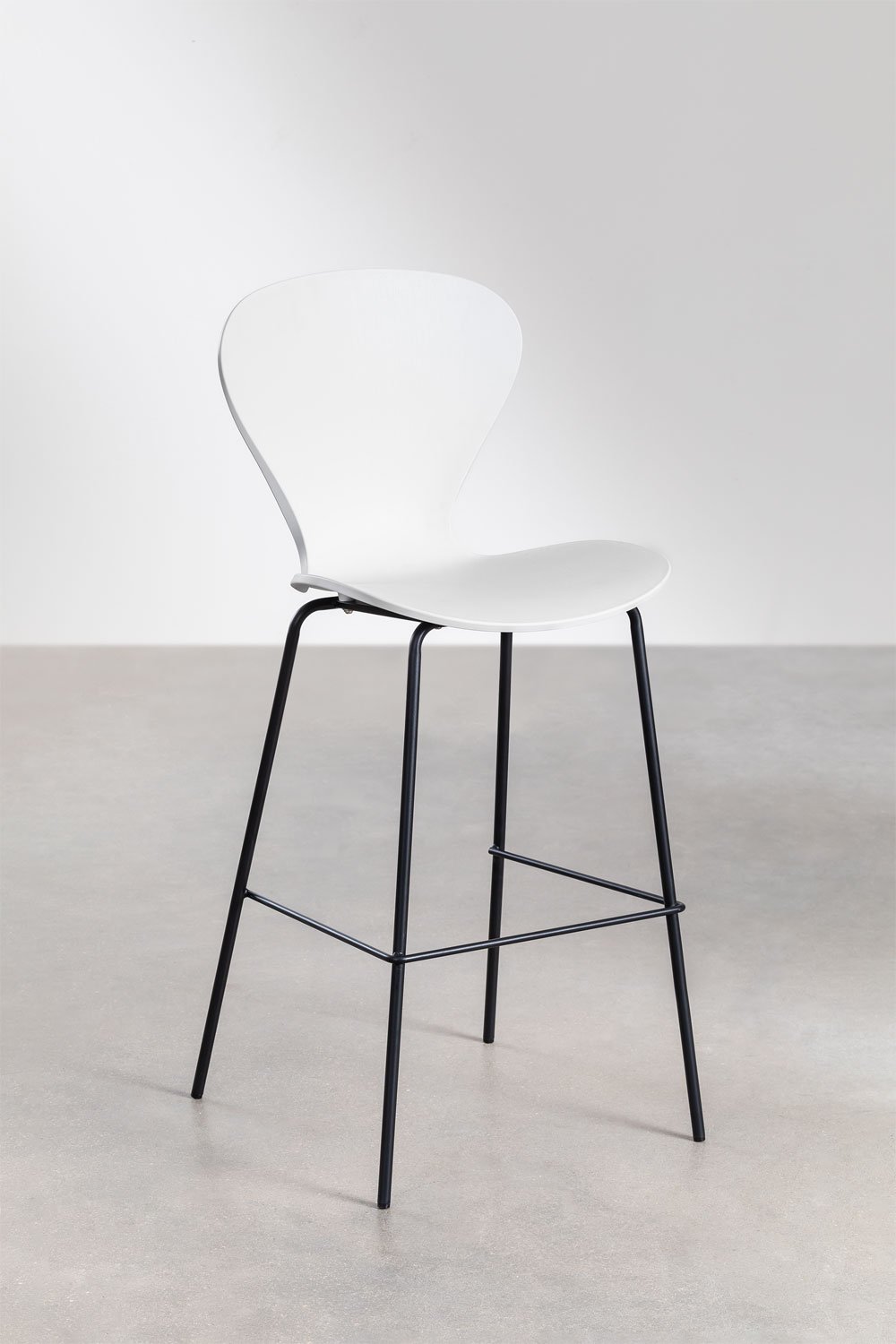 Taburete alto 75 cm blanco y patas en hierro negro Uit, imagen de galería 1