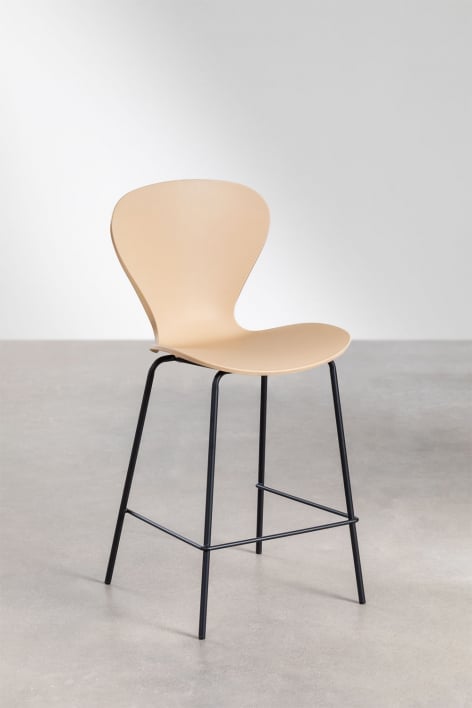 Taburete alto 65 cm marrón trigo y patas en hierro negro Uit - Polipropileno Marrón Trigo