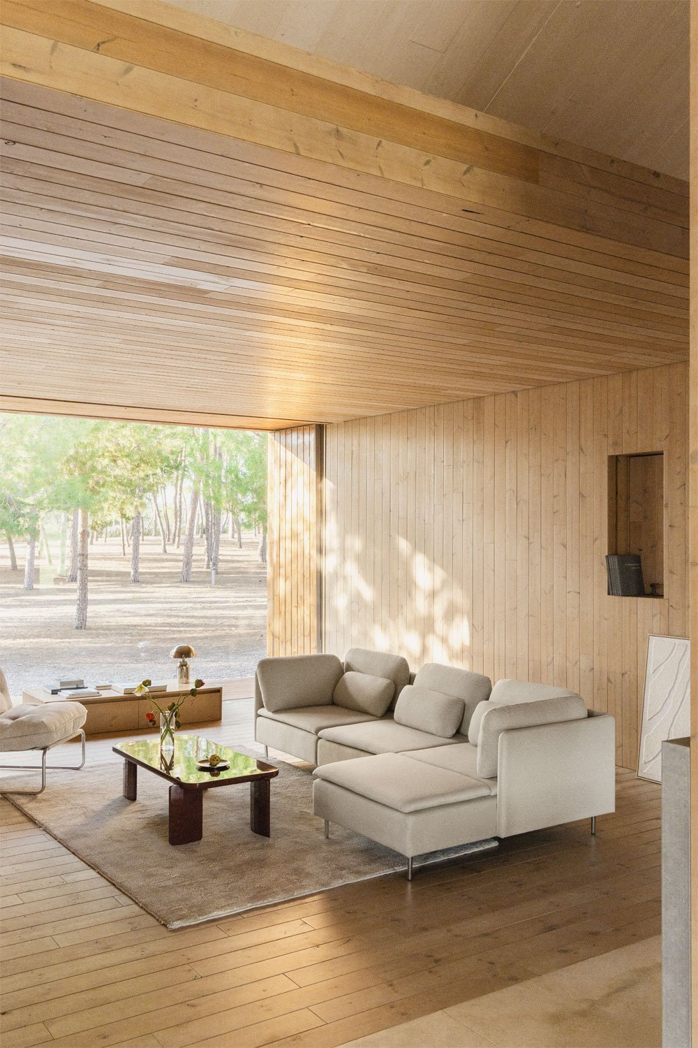 Sofá modular chaise longue derecho de 3 piezas con módulo esquinero Oriol, imagen de galería 1