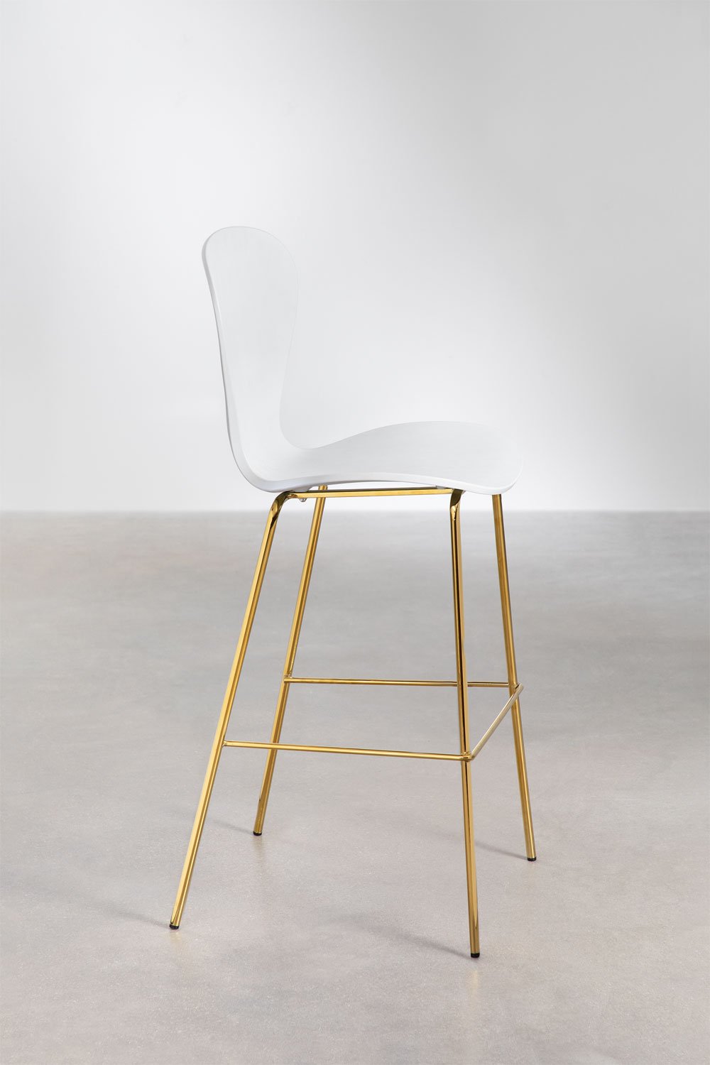 Pack de 2 taburetes altos 75 cm blanco y patas en hierro dorado Uit, imagen de galería 2