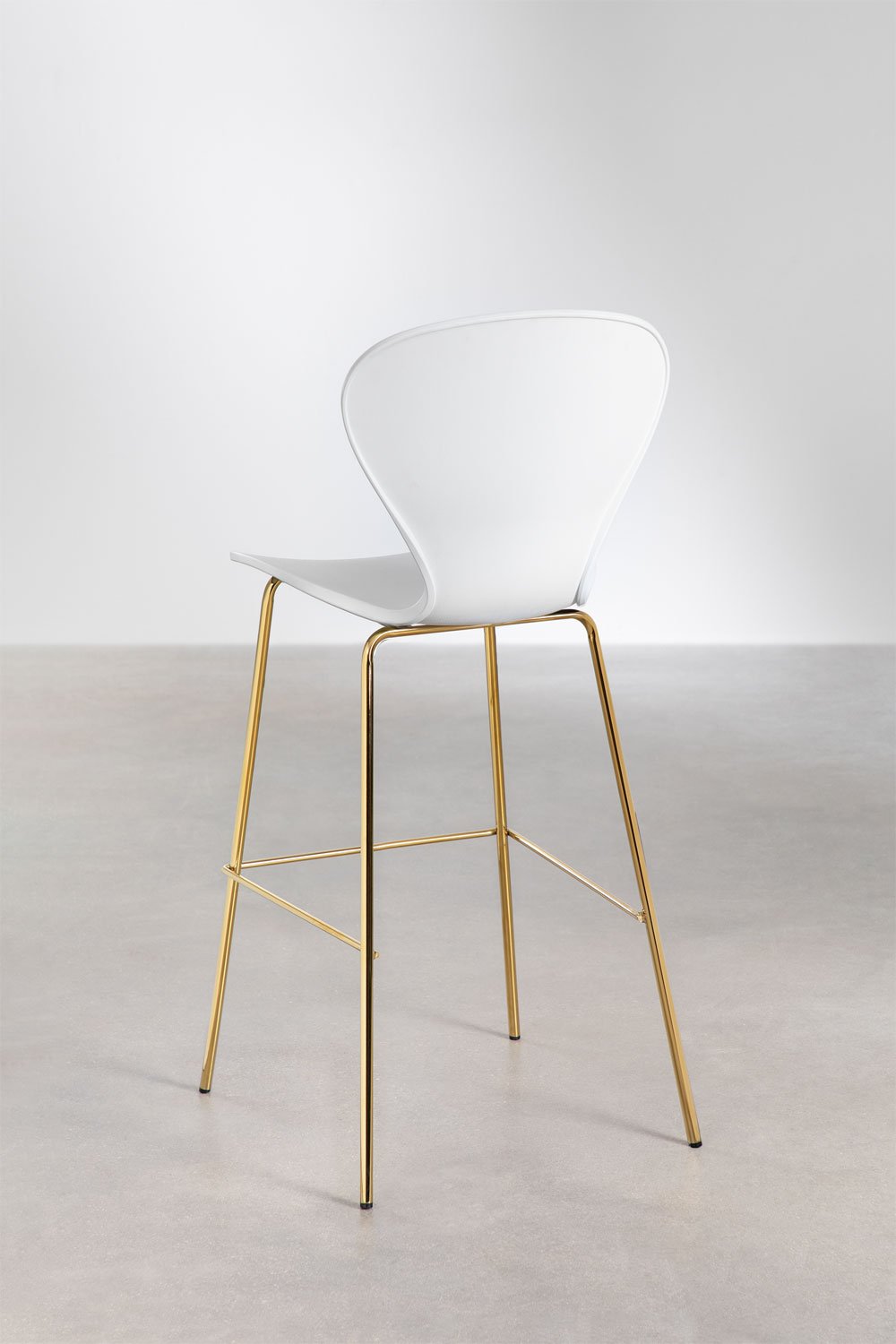 Pack de 2 taburetes altos 75 cm blanco y patas en hierro dorado Uit, imagen de galería 3