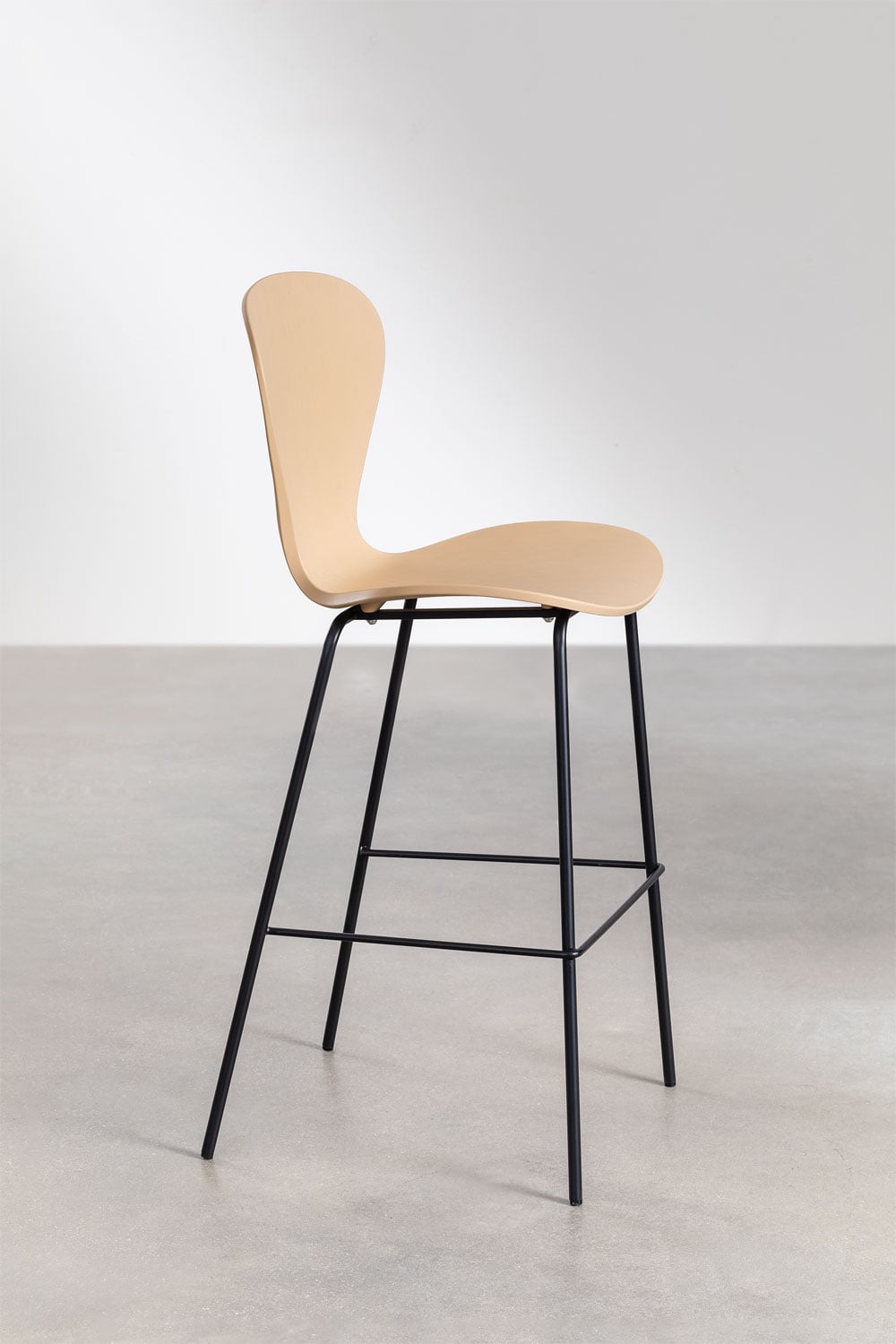 Pack de 2 taburetes altos 75 cm marrón trigo y patas en hierro negro Uit, imagen de galer&iacute;a 2