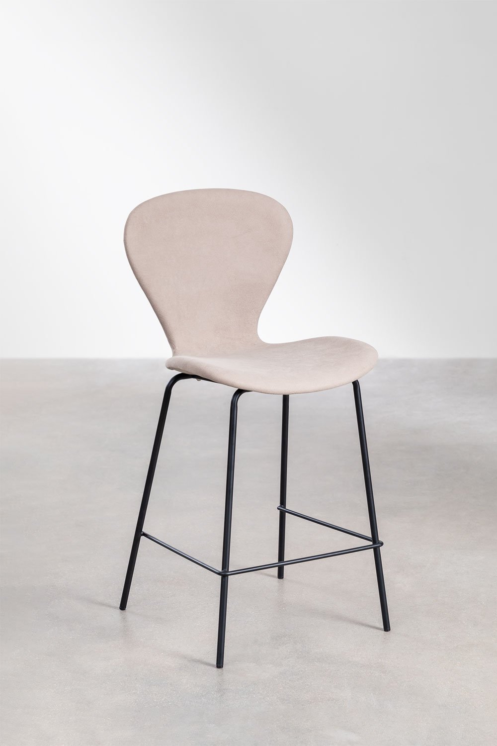 Pack de 4 taburetes altos 65 cm en tela marrón nude claro y patas en hierro negro Uit, imagen de galer&iacute;a 1