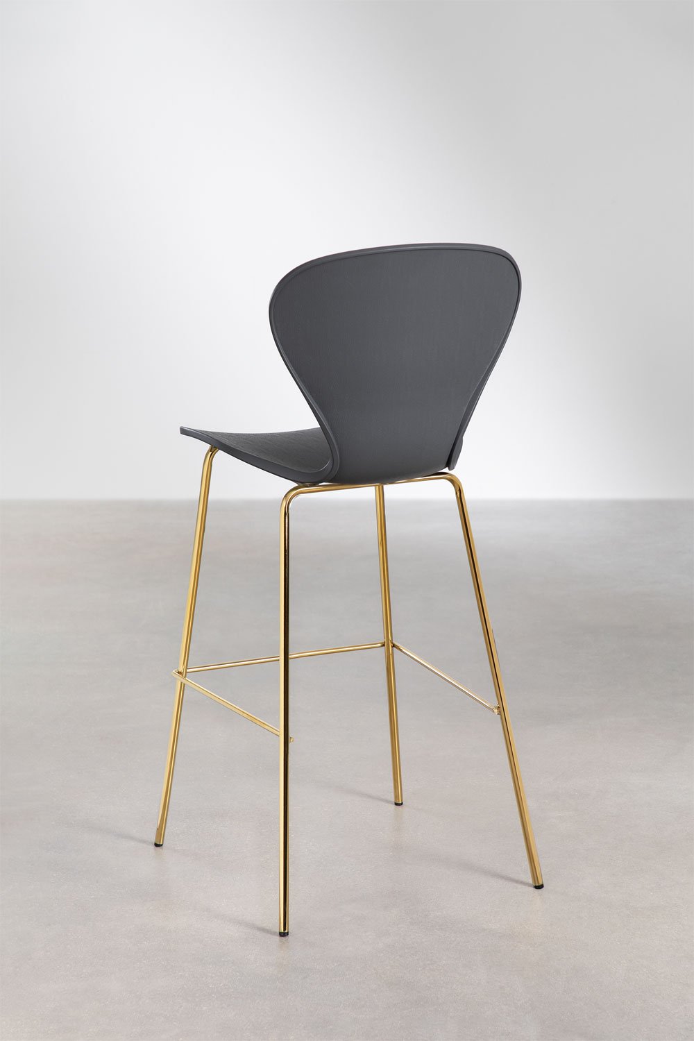 Pack de 4 taburetes altos 75 cm gris oscuro y patas en hierro dorado Uit, imagen de galer&iacute;a 3