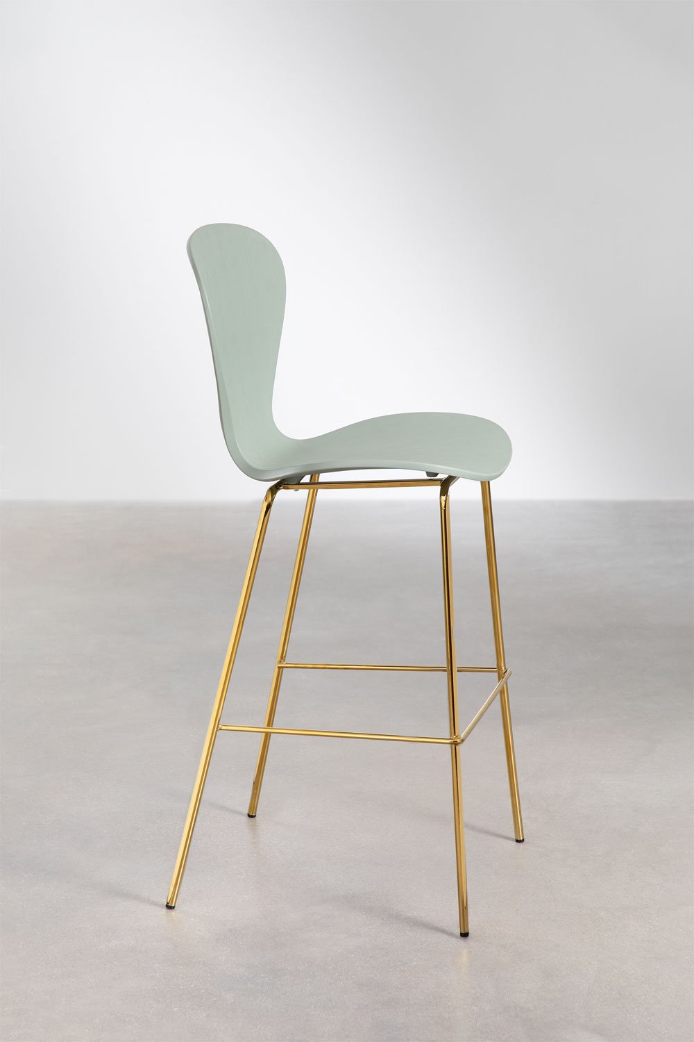 Pack de 4 taburetes altos 75 cm celadón y patas en hierro dorado Uit, imagen de galería 2