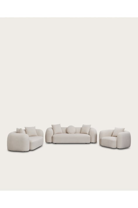 Conjunto de salón con sofá modular de 3 plazas, sofá de 2 plazas y sillón en chenilla Coco
