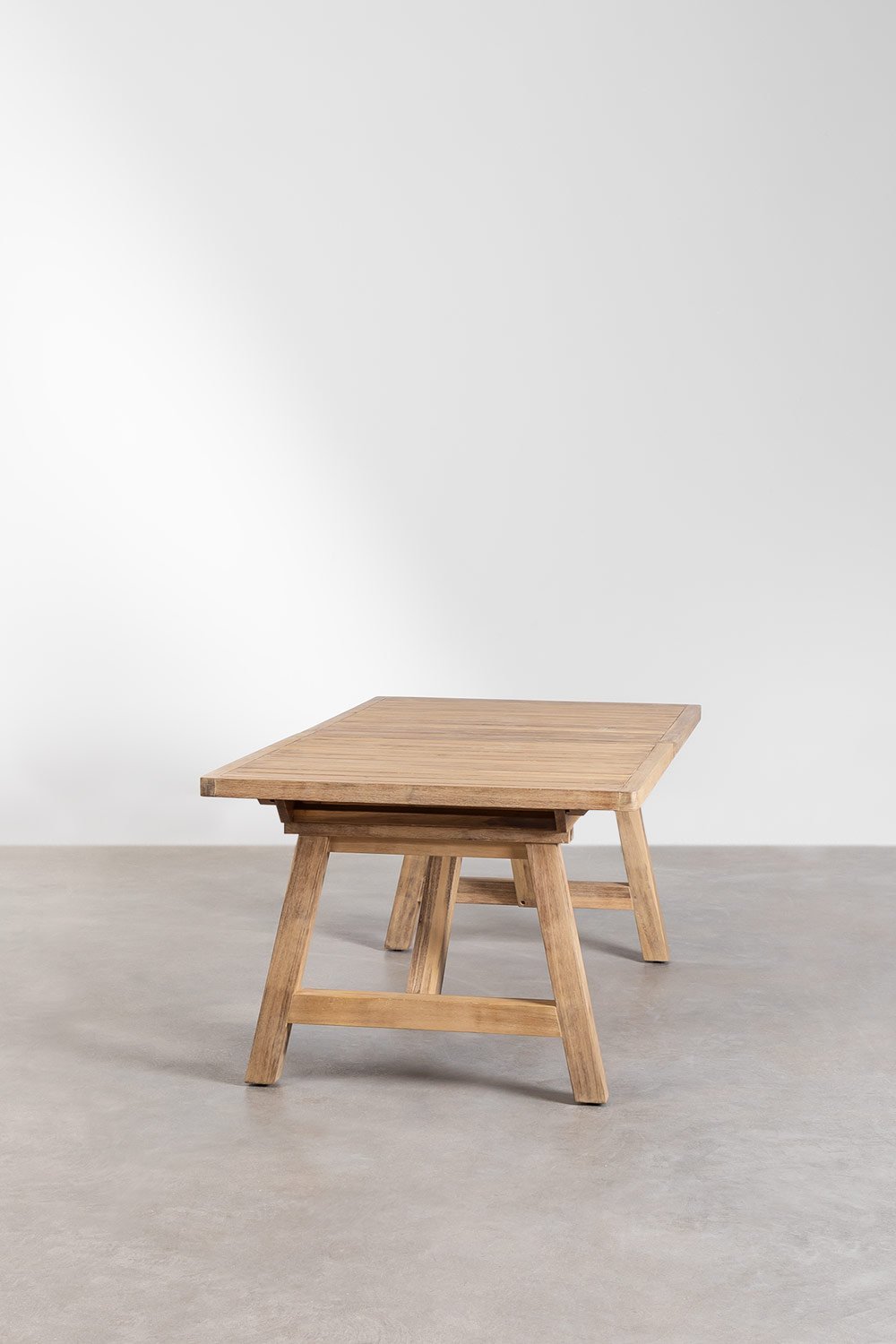 Mesa de jardín rectangular extensible en madera de acacia Dubai, imagen de galería 3