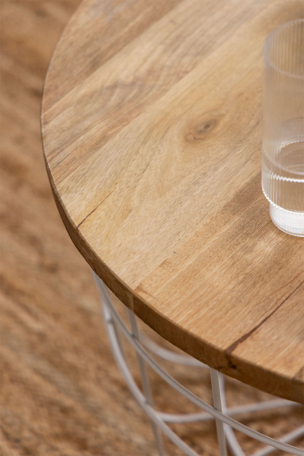 Mesa de centro redonda en madera de mango y acero (Ø62 cm) Ket, imagen de galería 2