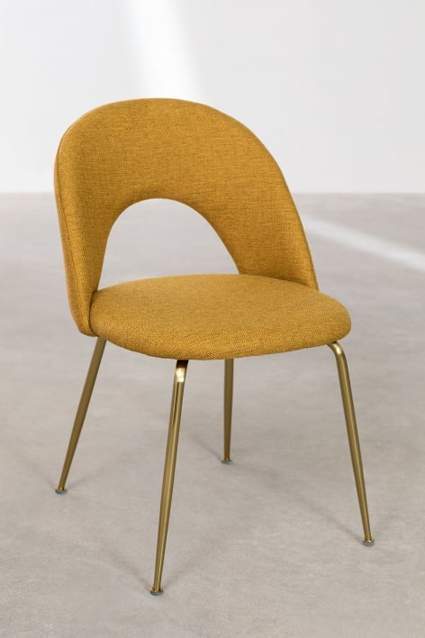 Silla de comedor tapizada Glorys - Tela Mostaza