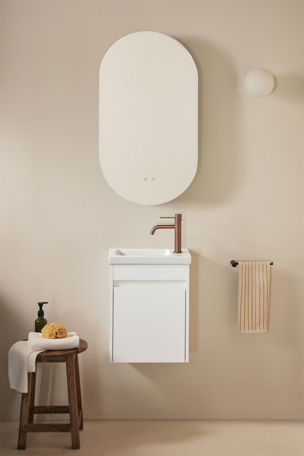 Conjunto de mueble de baño suspendido en madera con lavabo integrado Narek , imagen de galer&iacute;a 1