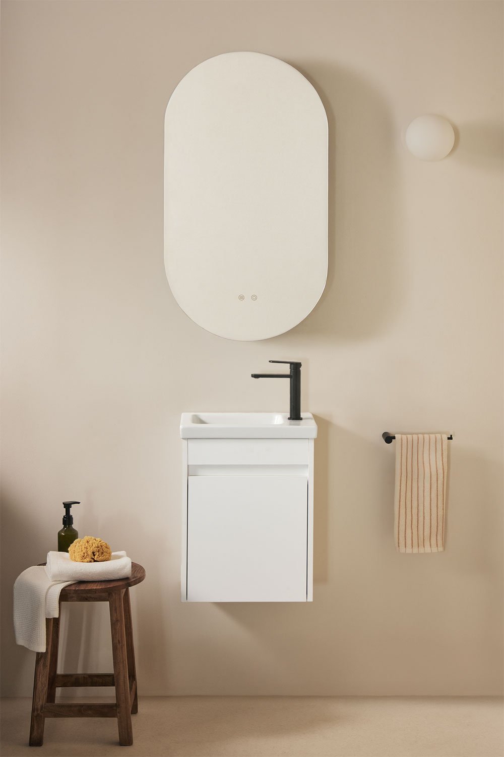 Conjunto de mueble de baño suspendido en madera con lavabo integrado Narek , imagen de galería 1