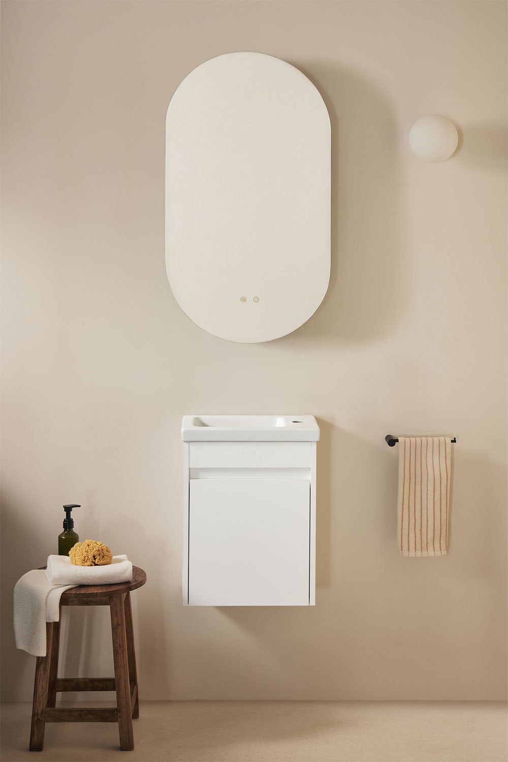 Conjunto de mueble de baño suspendido en madera con lavabo integrado Narek , imagen de galería 1