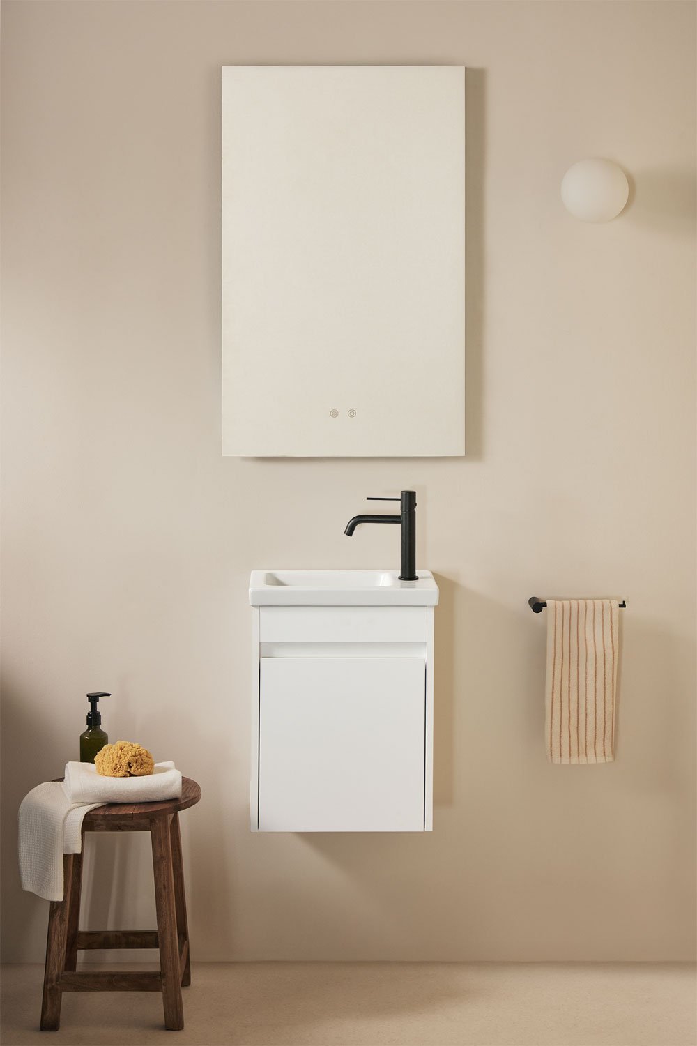 Conjunto de mueble de baño suspendido en madera con lavabo integrado Narek , imagen de galería 1