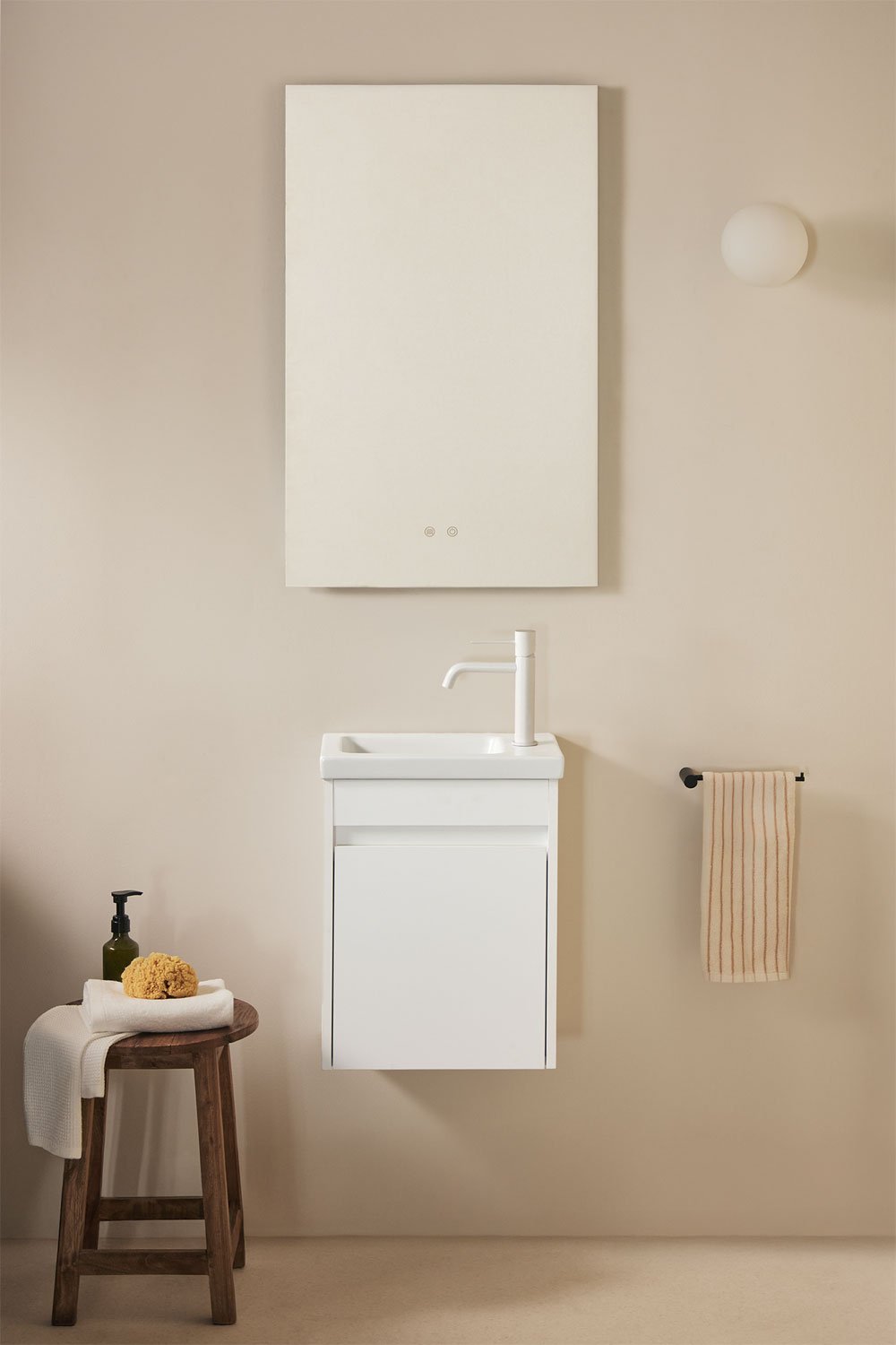 Conjunto de mueble de baño suspendido en madera con lavabo integrado Narek , imagen de galería 1