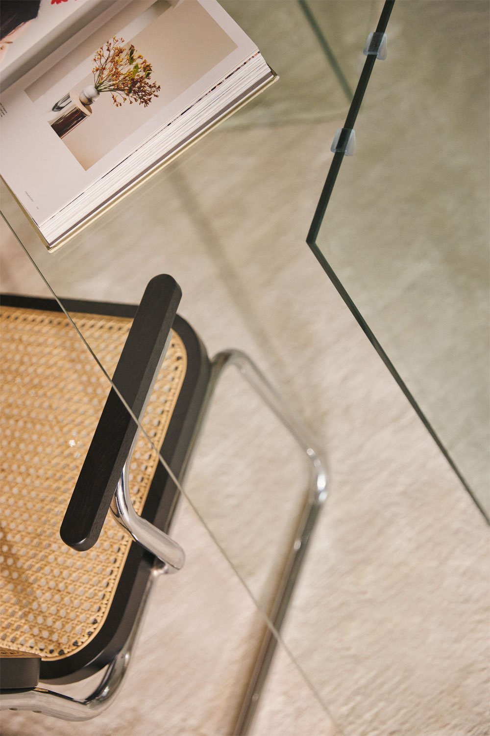 Mesa de comedor rectangular 180x90 cm en cristal templado Purio, imagen de galería 2