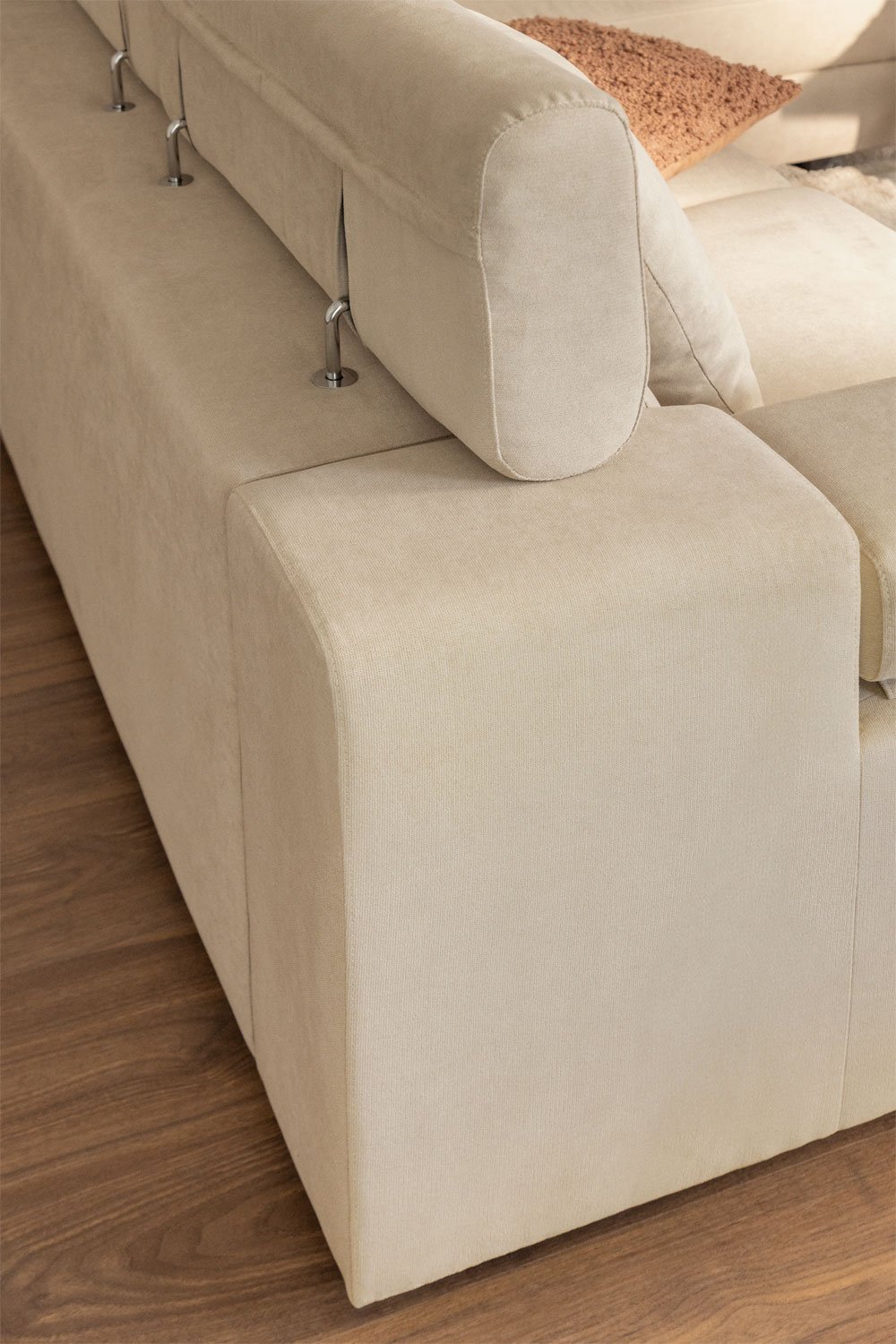 Sofá chaise longue derecho de 3 plazas con reposacabezas regulable y asientos deslizantes Aramis, imagen de galería 4