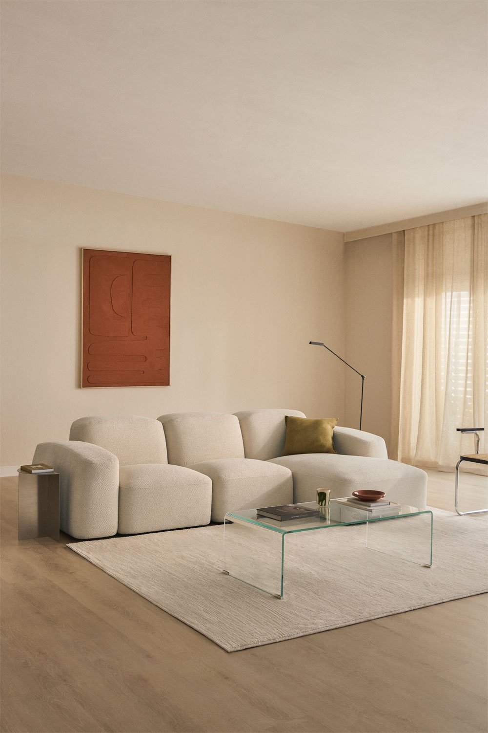 Sofá modular chaise longue derecho de 3 piezas Bastian, imagen de galería 1