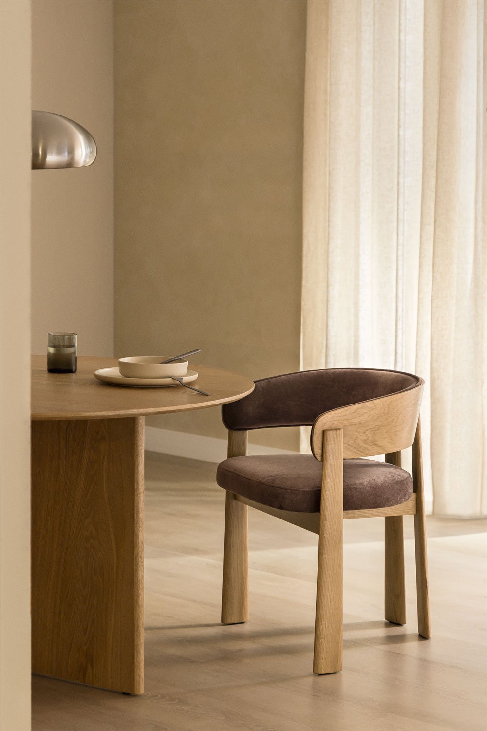Pack de 4 sillas de comedor en madera de roble y tapizadas Olea, imagen de galería 1