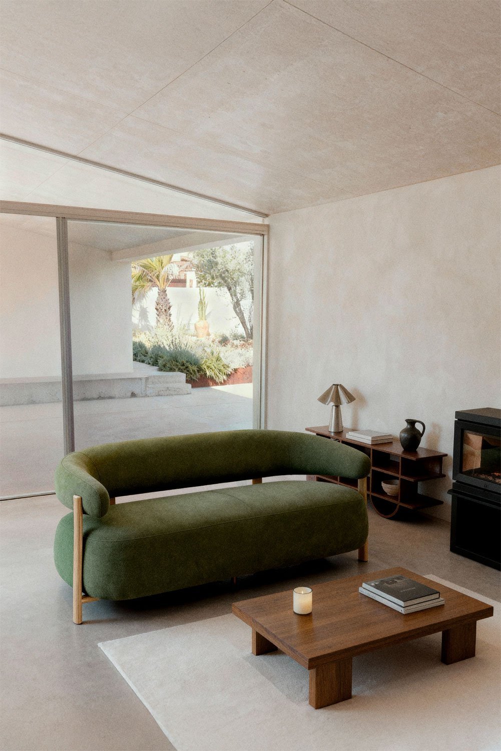 Sofá de 2 plazas en tela chenilla y hierro Jolie, imagen de galería 1