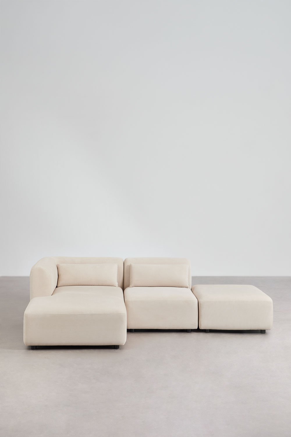 Sofá modular chaise longue izquierdo de 2 piezas con puff Fogler, imagen de galer&iacute;a 3