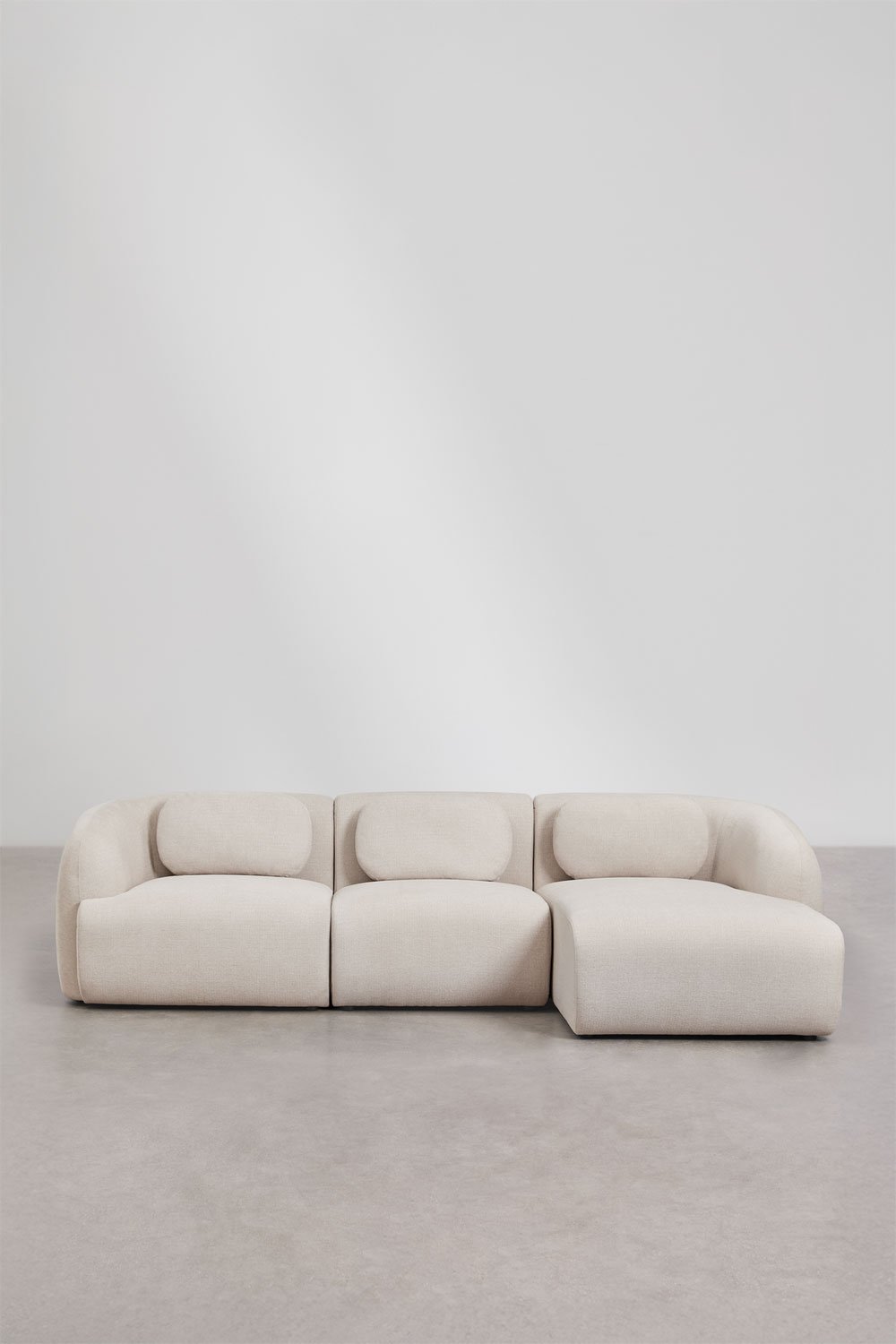Sofá modular chaise longue derecho de 3 piezas en chenilla Coquette, imagen de galería 5