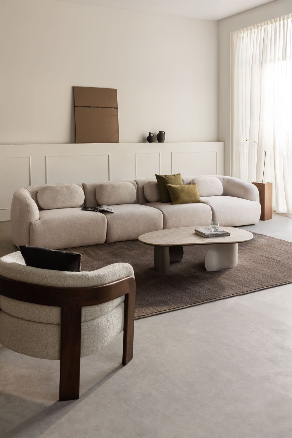 Sofá modular de 4 piezas en chenilla Coquette, imagen de galería 1
