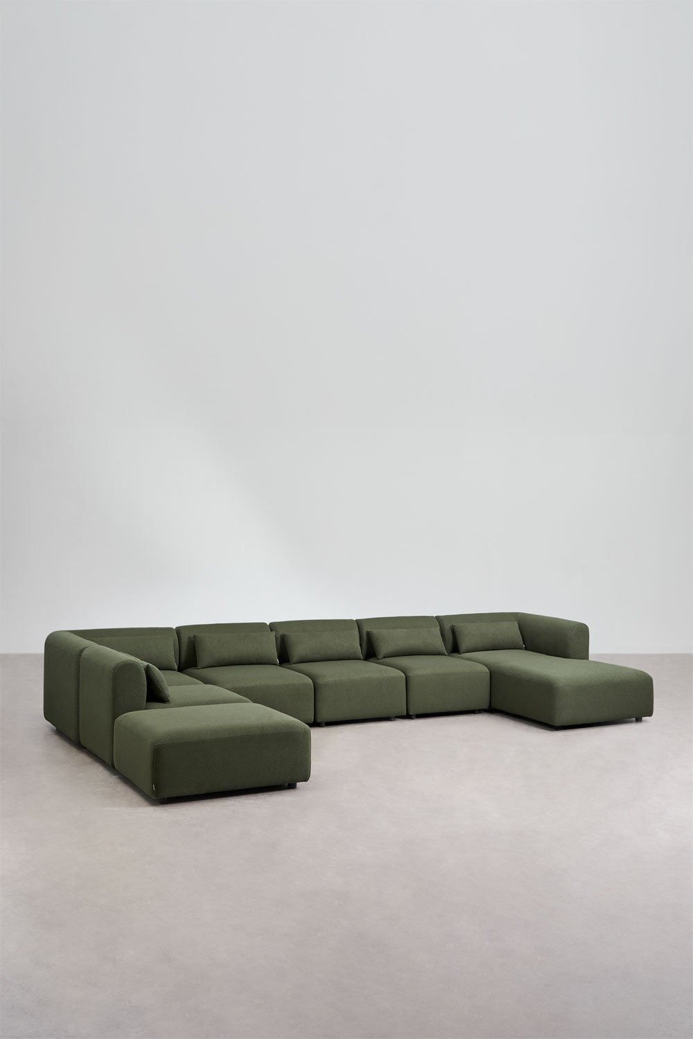 Sofá modular chaise longue derecho de 6 piezas con puff Fogler, imagen de galería 1