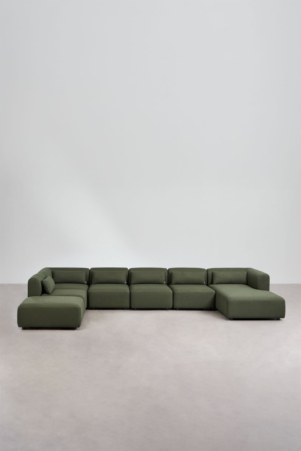 Sofá modular chaise longue derecho de 6 piezas con puff Fogler, imagen de galería 3