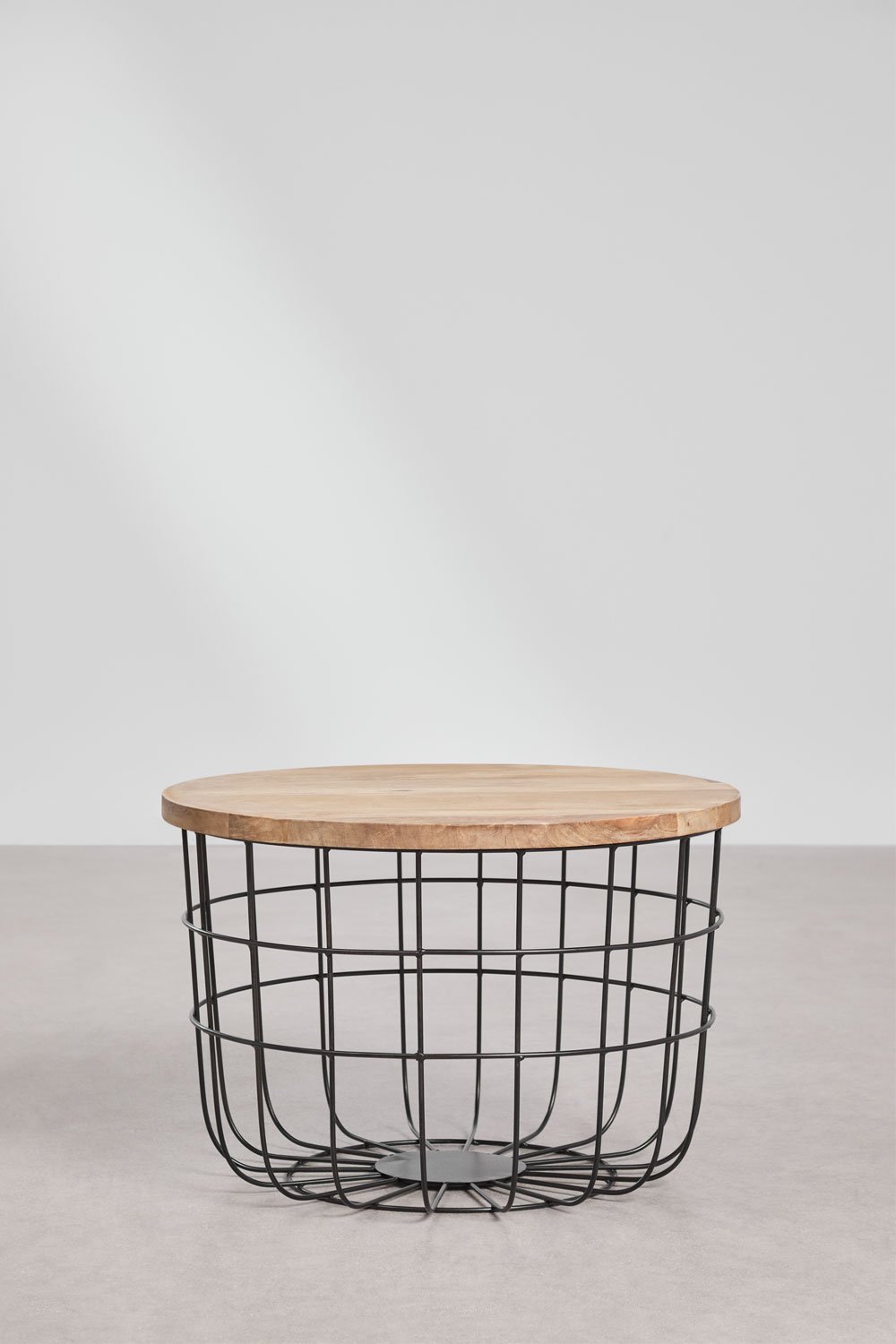 Mesa de centro redonda en madera de mango y acero (Ø62 cm) Ket, imagen de galería 3