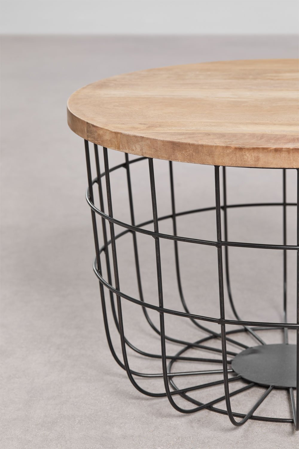 Mesa de centro redonda en madera de mango y acero (Ø62 cm) Ket, imagen de galería 4