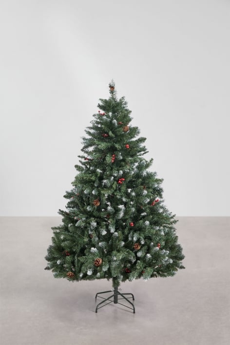 Árbol de Navidad con piñas decorativas y bayas rojas Livigno