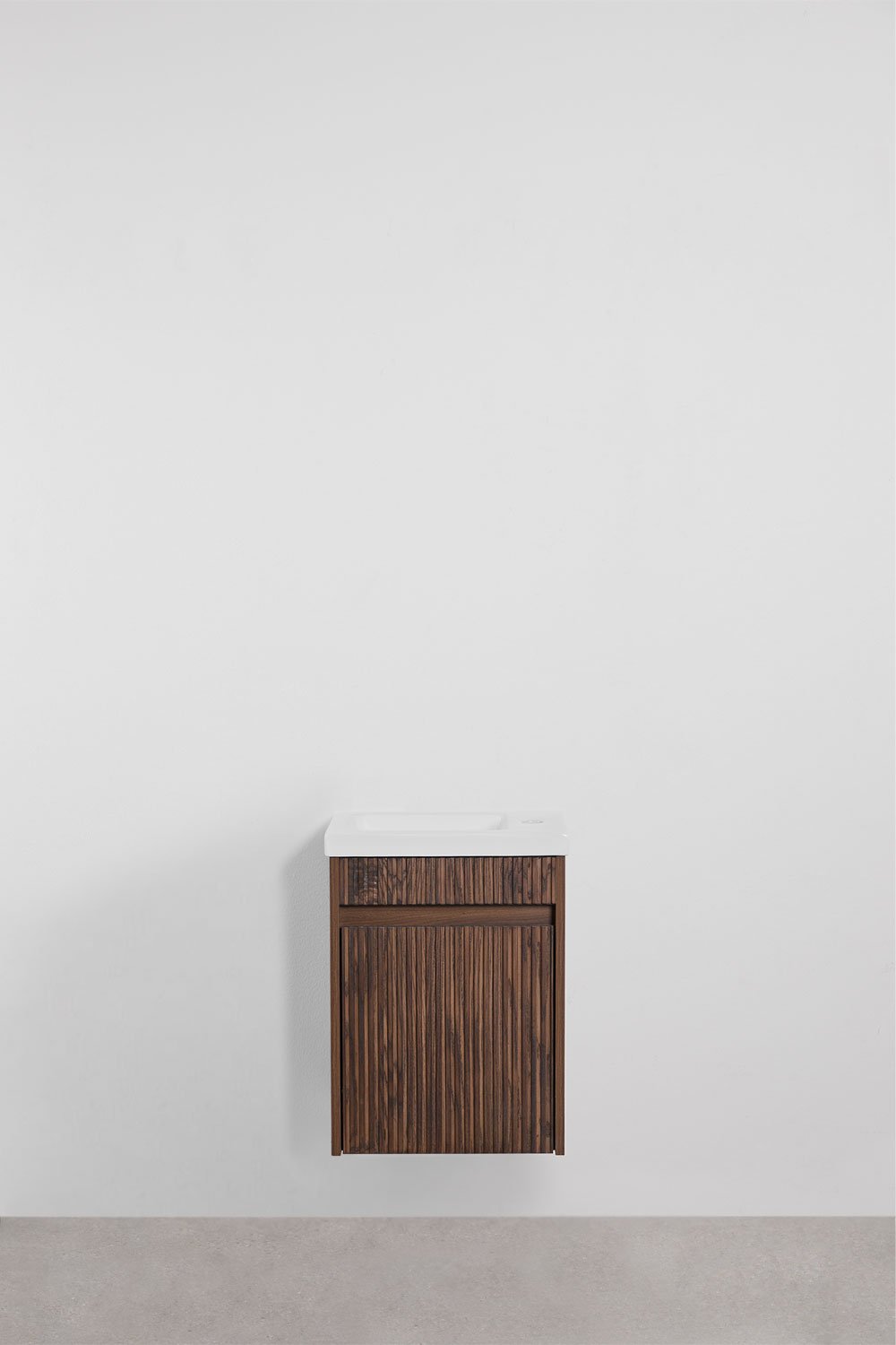 Conjunto de mueble de baño suspendido en madera con lavabo integrado Narek , imagen de galer&iacute;a 1