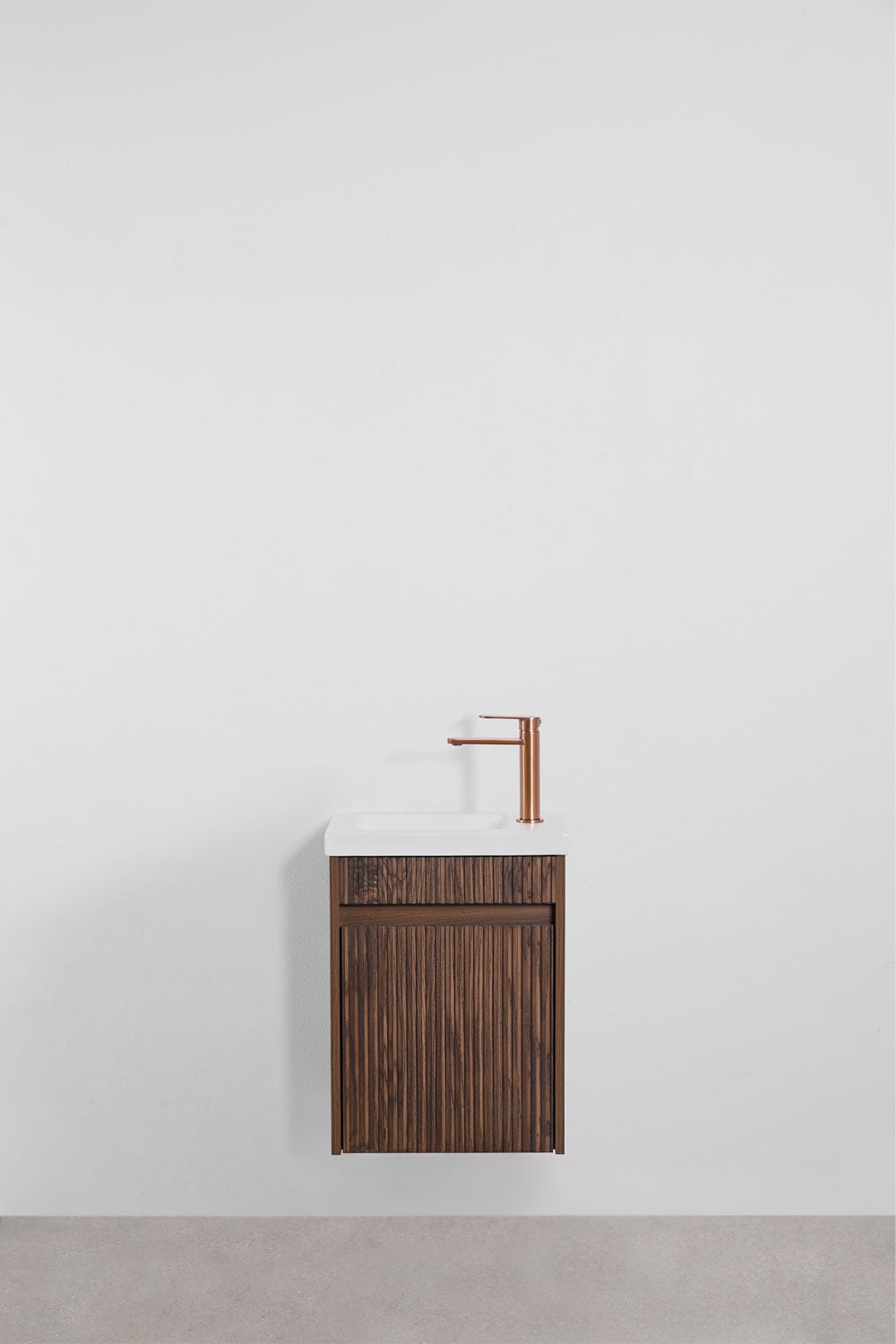 Conjunto de mueble de baño suspendido en madera con lavabo integrado Narek , imagen de galer&iacute;a 1