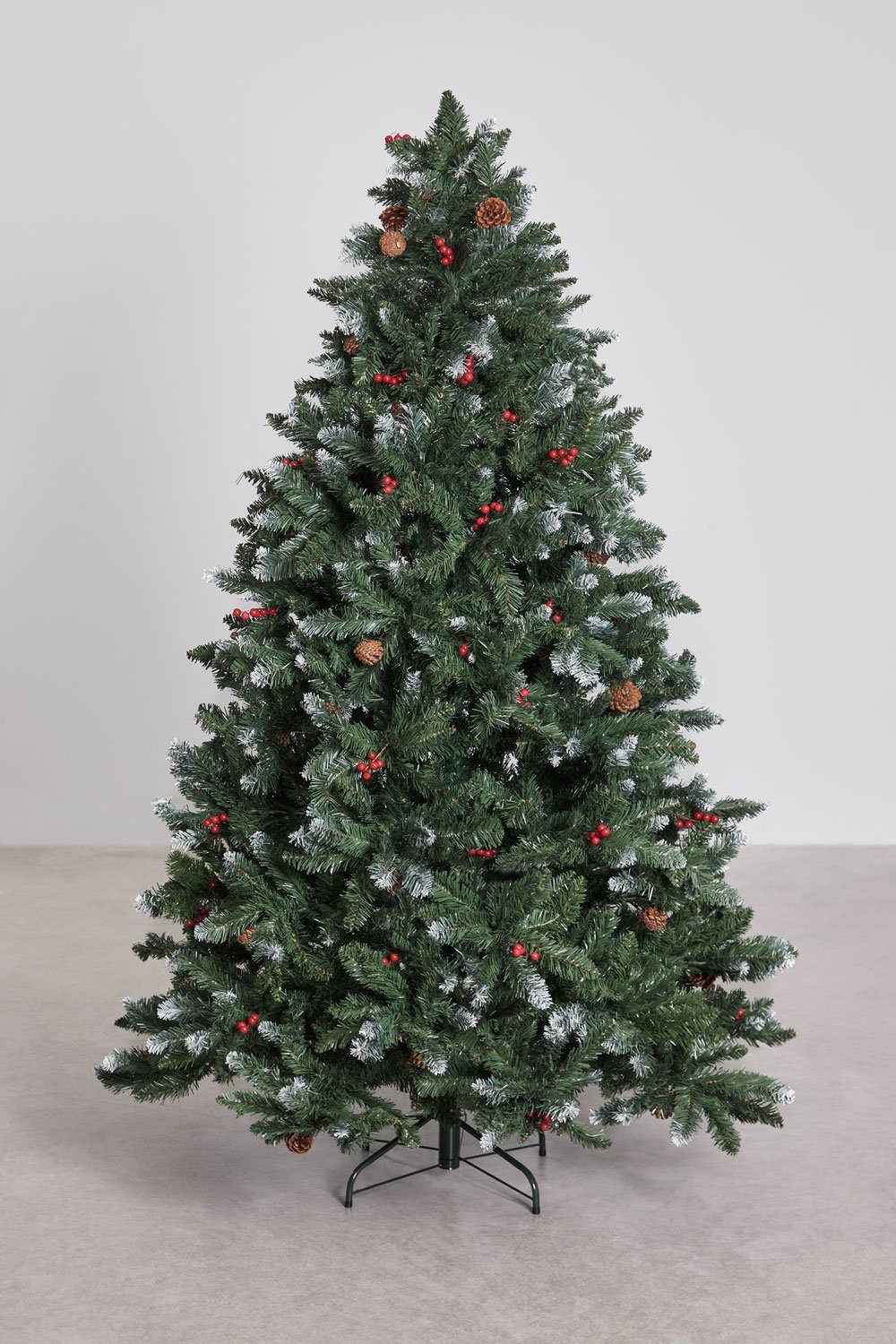 Árbol de Navidad con piñas decorativas y bayas rojas Livigno, imagen de galería 1