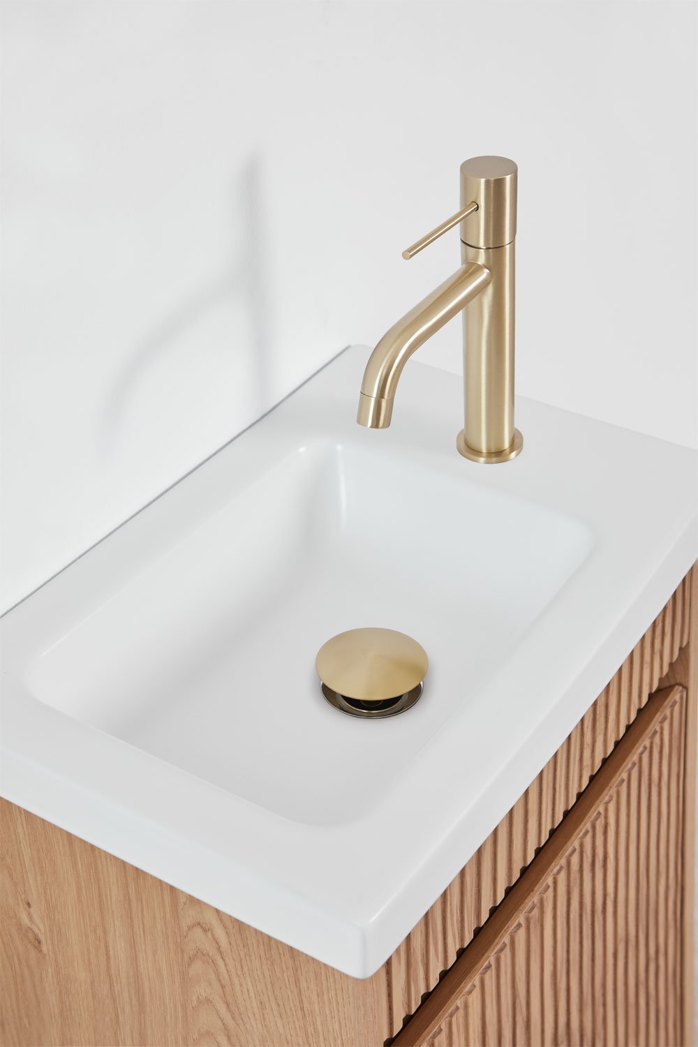 Conjunto de mueble de baño suspendido en madera con lavabo integrado Narek , imagen de galer&iacute;a 4