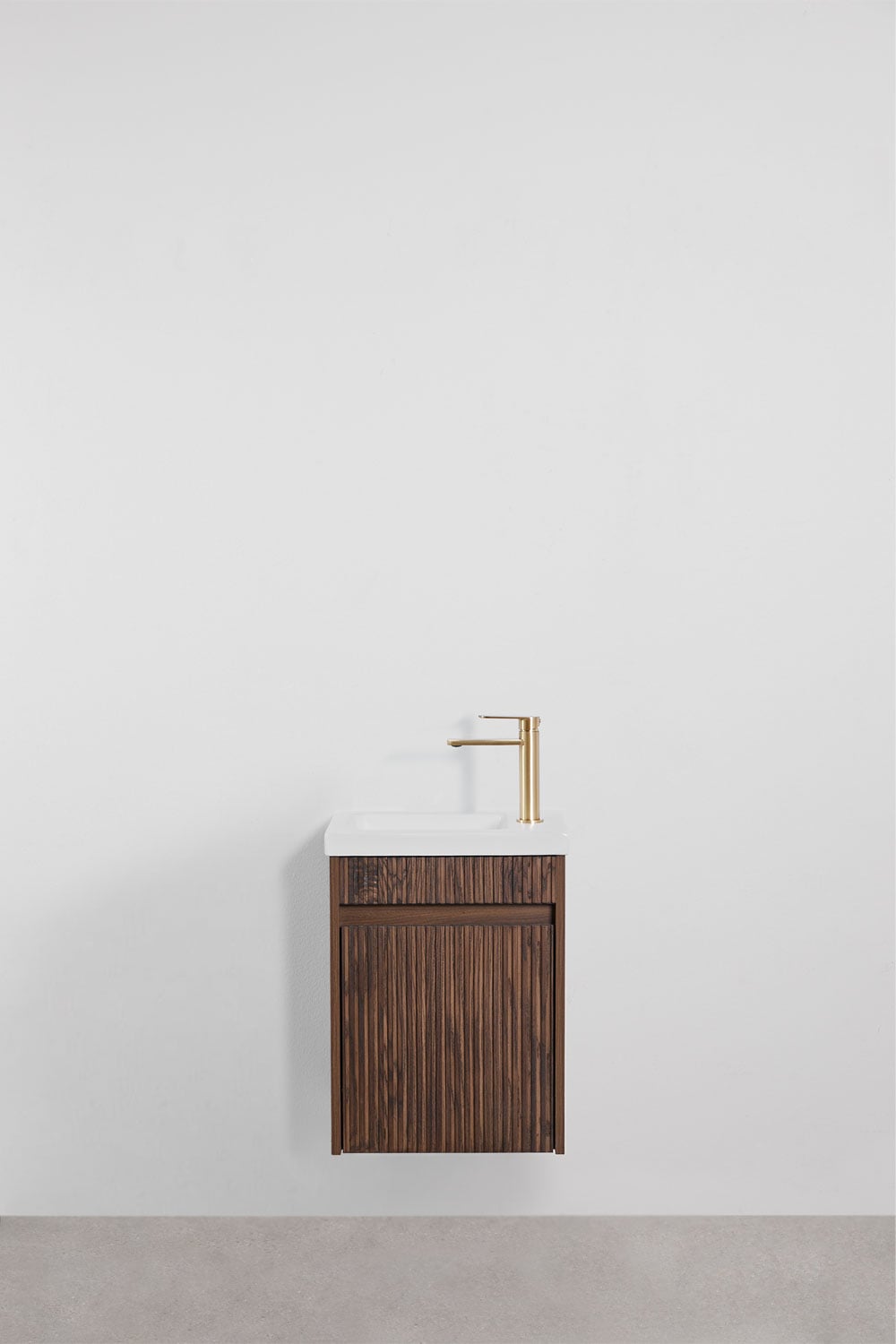 Conjunto de mueble de baño suspendido en madera con lavabo integrado Narek , imagen de galer&iacute;a 1