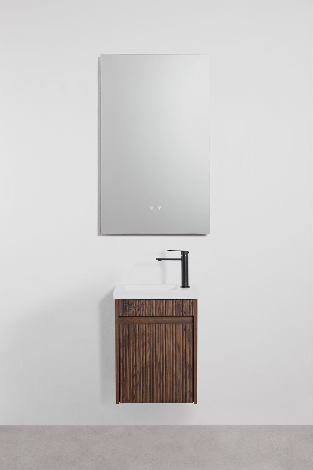 Conjunto de mueble de baño suspendido en madera con lavabo integrado Narek , imagen de galer&iacute;a 1