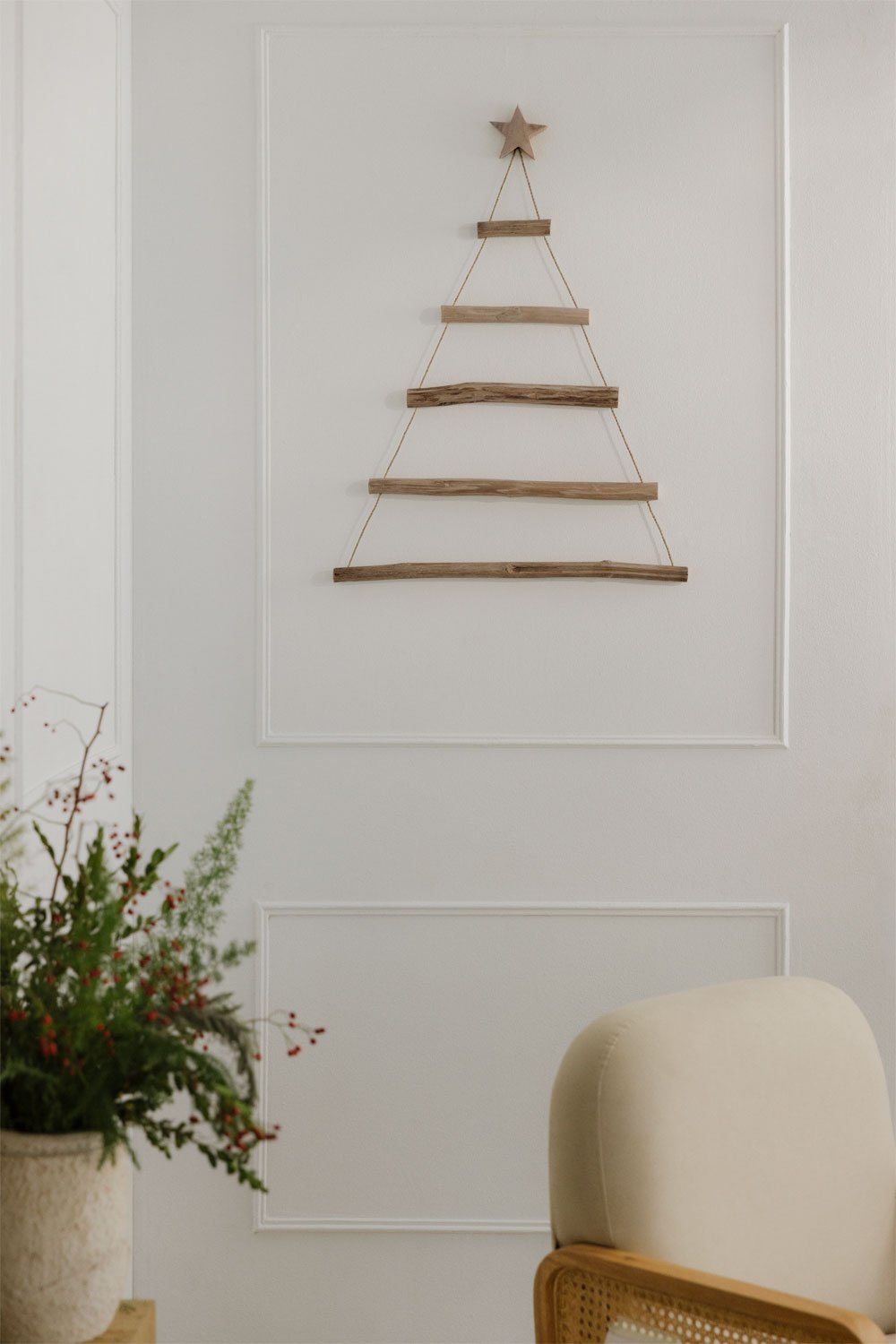 Árbol de Navidad para pared en madera de teca Esmeray, imagen de galería 1
