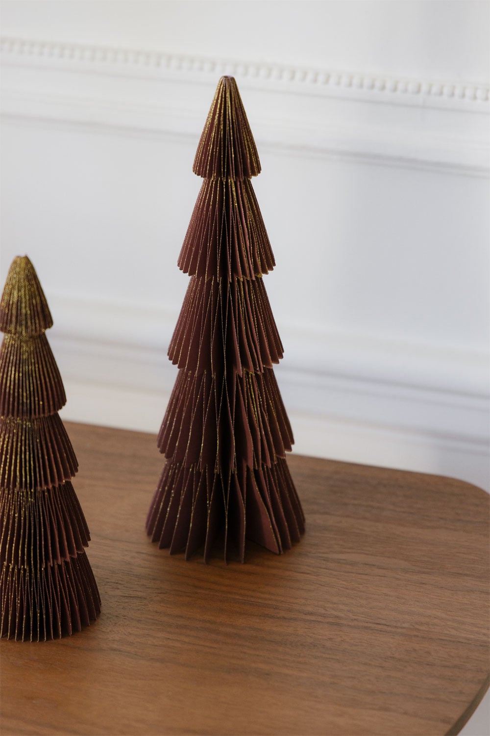 Pack de 3 árboles de Navidad 29,5 cm en papel rojo cedro con brillo Jesper, imagen de galer&iacute;a 1