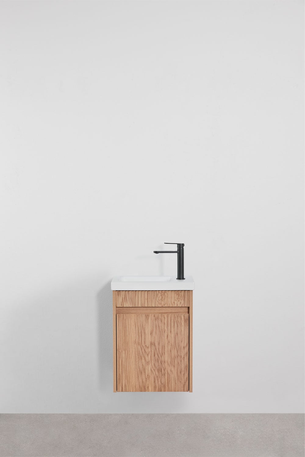 Conjunto de mueble de baño suspendido en madera con lavabo integrado Narek , imagen de galer&iacute;a 1