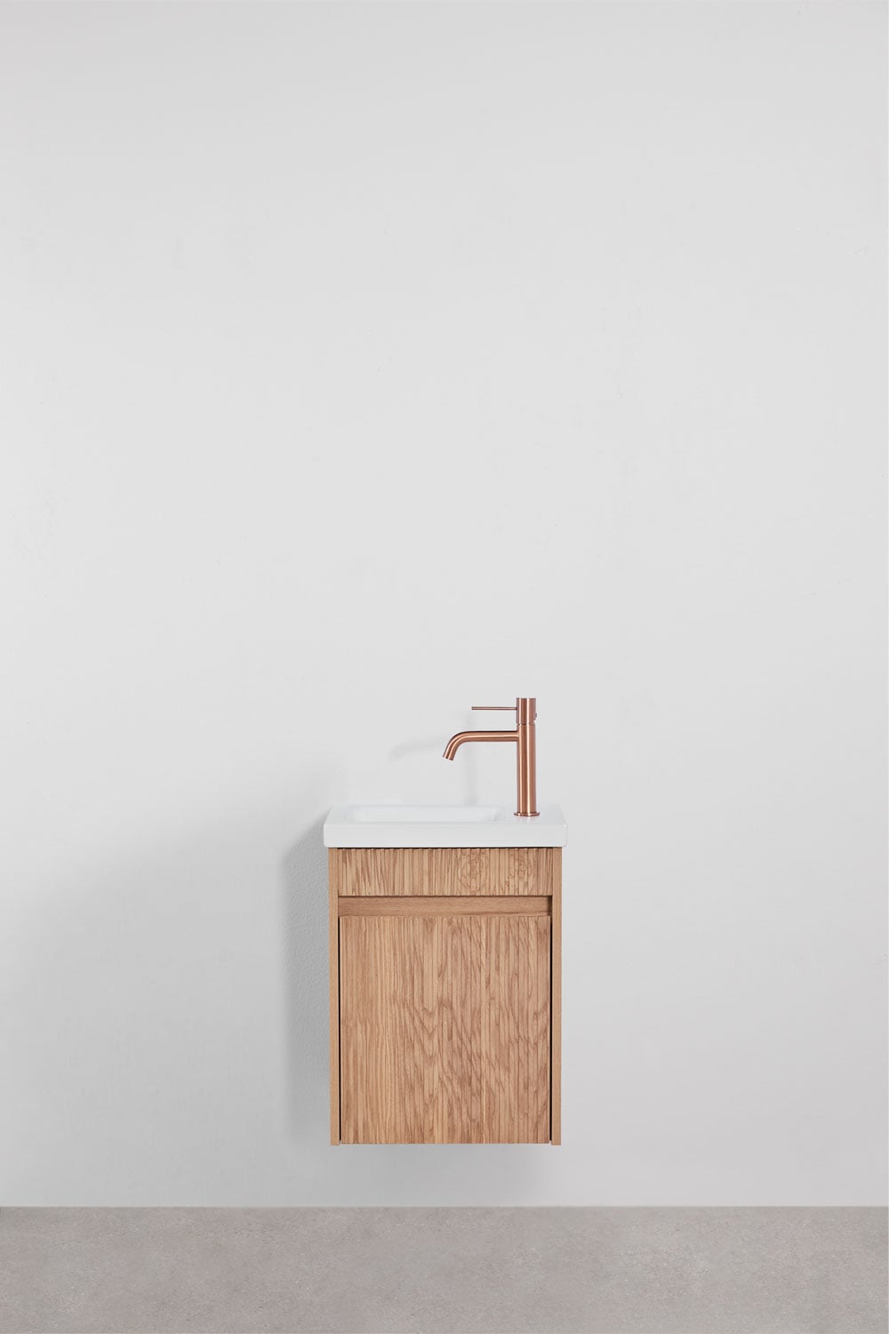 Conjunto de mueble de baño suspendido en madera con lavabo integrado Narek , imagen de galer&iacute;a 1