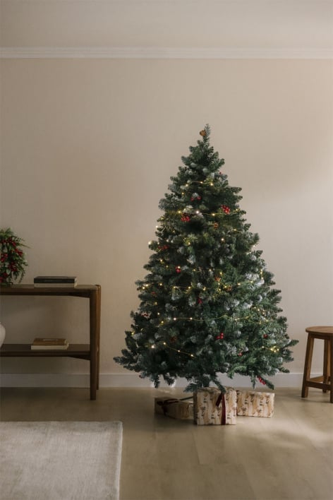 Árbol de Navidad con piñas decorativas y bayas rojas Livigno