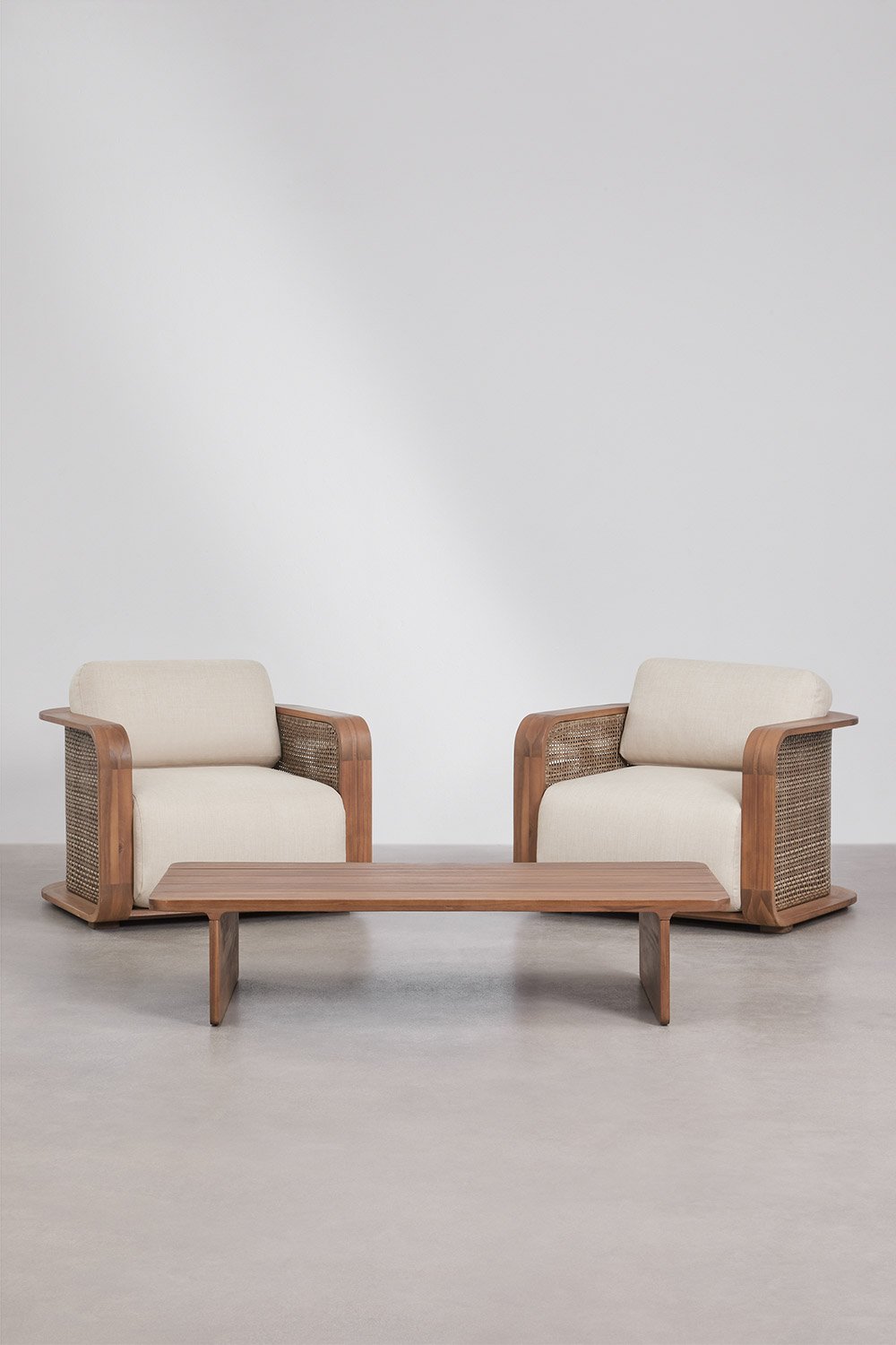 Conjunto de jardín con 2 sillones y mesa de centro en madera de acacia Noira, imagen de galer&iacute;a 1