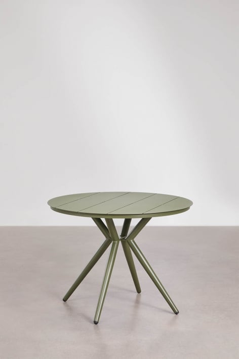 Mesa de comedor redonda en aluminio Valerie - Verde Oliva Intenso