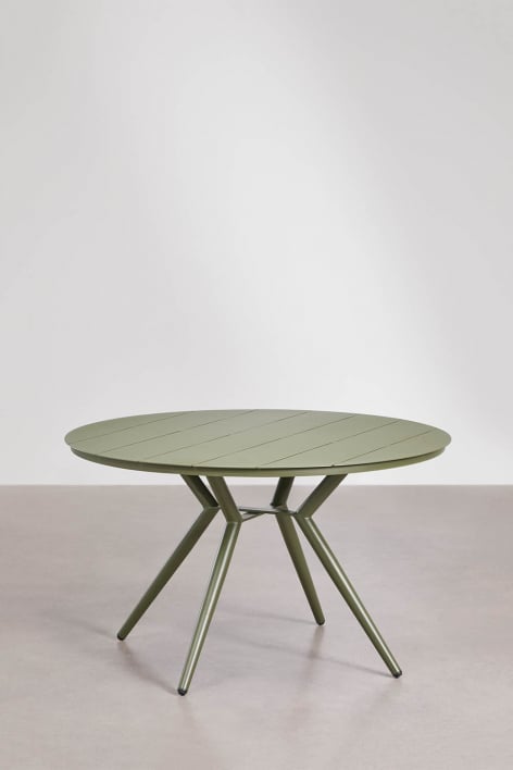 Mesa de comedor redonda en aluminio Valerie - Verde Oliva Intenso